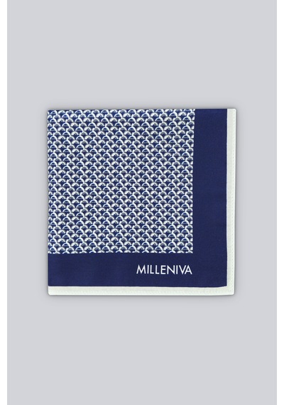 Milleniva Mikro Pul Desenli Mavi Beyaz 70x70 Soft Touch Mat Kare Fular