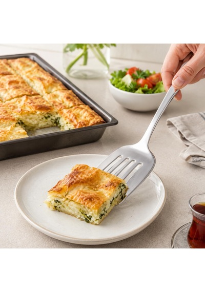 Paslanmaz Çelik Spatula, Delikli Mutfak Spatulası 25 Cm, Mutfak Seti, Premium Kalite Metal, Tek Parça Yapı