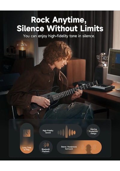Donner Hush X Pro Elektro Gitar Midnight Glow