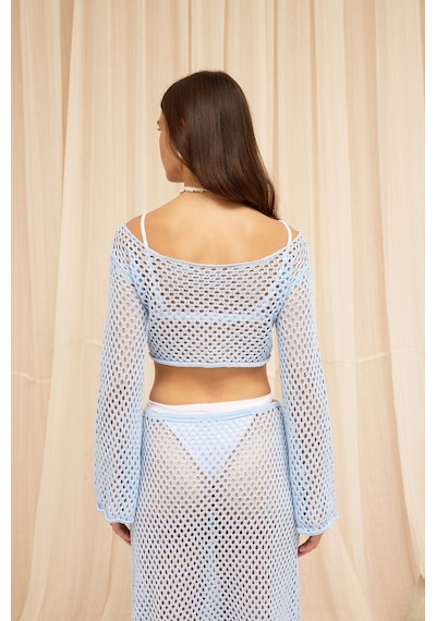 Mai Collection Forio Mavi Triko Crop Etek Takım