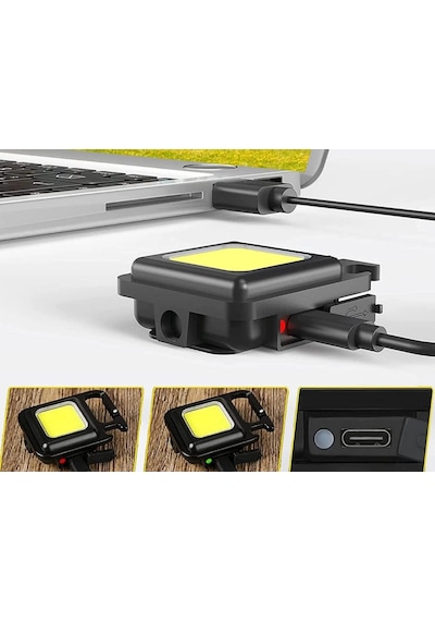 Cob Mini Led El Feneri Karabinalı Mıknatıslı Su Geçirmez 800mah