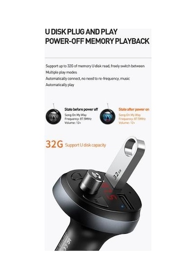 Mcdodo Bluetooth Fm Transmitter 2 Usb 3.1A Çakmak Şarj Cc-6880 N11.376