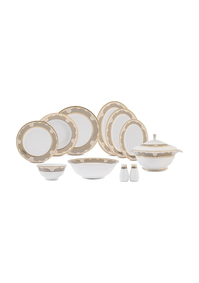 Evaliza The Queen Gold 60 Parça 12 Kişilik Yemek Takımı Renkli