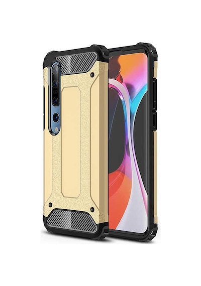 Kilifone - Xiaomi Uyumlu Mi 10 - Kılıf Çift Katman Zırh Tank Crash Military Kapak - Gold