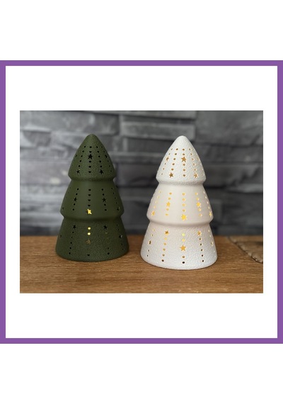 Bezos Çam Ağacı Formlu Tealight Mumluk Yılbaşı Dekoratif Mum Tutucu Bzoshb Çok Renkli