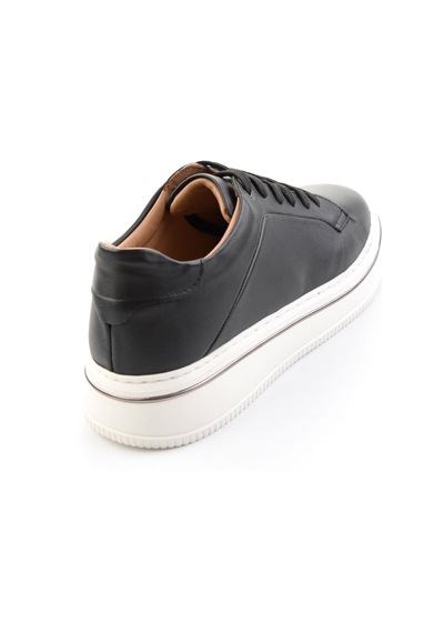 Siyah Hakiki Deri Erkek Sneaker E01595142043 Siyah
