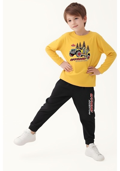 Fyk Kids Erkek Çocuk Baskılı Alt-üst Takım Sarı