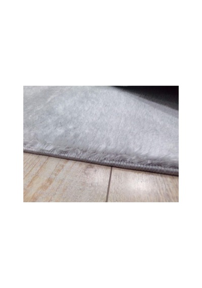 Saçaklı Kalın Yumuşak Kaymaz Taban Açık Gri Peluş Halı, 150 X 230 Standart