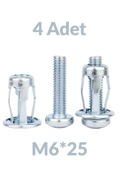 M6x25 Sac Arkası Açılır Somun Kaporta Tipi Petal Somun M6