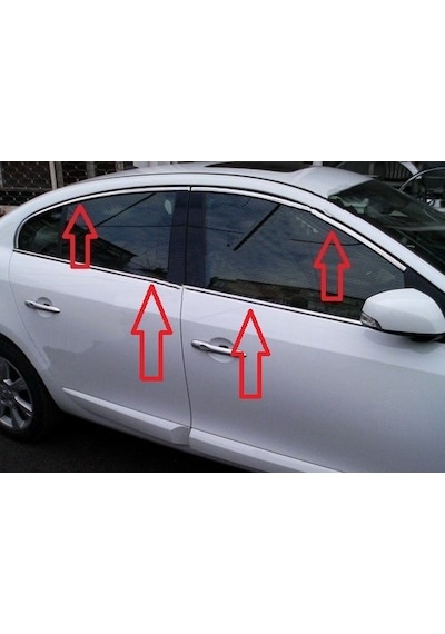 Renault Fluence Cam Çerçevesi Paslanmaz Çelik Krom 8 Parça