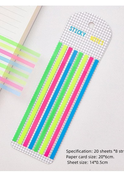Şeffaf Renkli Yapışkan Not Kağıtları Defter Yer İmleri Etiket Ayraç Sticky Notes Uzun Şeritler Renk 5