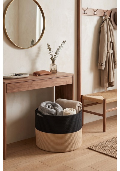 Villadia Home Textile Hasır Sepet Çok Amaçlı Çamaşır Oyuncak Battaniye Kıyafet Depolama Sepeti Dekoratif Organizer 3208sepet