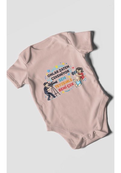 Morivokids Teyzeye Özel Kısa Kollu Bebek Body %100 Pamuk Zbn90-kk Pastel Pembe