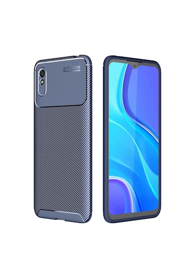 Xiaomi Redmi 9a Kılıf Auto Focus Karbon Kapak - Lacivert -