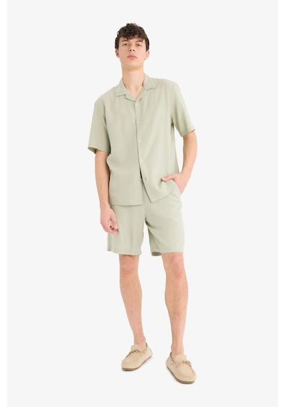 Defacto Relax Fit Polo Yaka Kısa Kollu Gömlek D9882ax25augn497 Yeşil