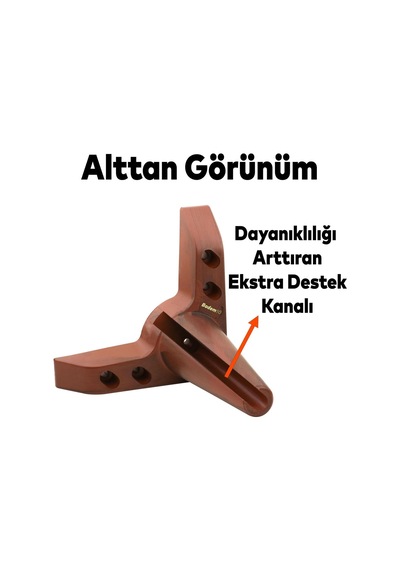 4 Adet Aspen Lüks Mobilya Kanepe Sehpa Puf Koltuk Ayağı 14 Cm Kahverengi Ahşap Desenli Baza Ayak Beyaz - Çok Renkli