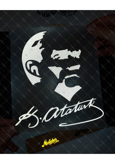 Bay Etiket Rfhlm92 Reflektif Kemal Ataturk Silueti Buyuk Boy