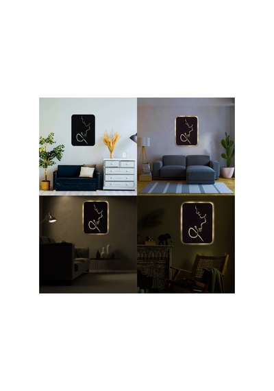 Led Işıklı Kişiselleştirilebilir Çift Temalı Tablo Vivian Dekoratif Gece Lambası Sarı - 737244829 Sarı