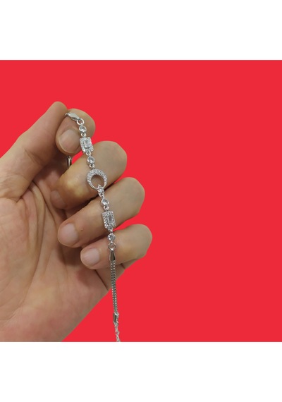 Modahilye 925 Ayar Orjinal Gümüş Ayyıldız Bileklik Künye Gümüş