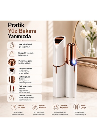 Yüz Tüy Alıcı Epilasyon Aleti Mini Kaş Bıyık Temizleme Cihazı