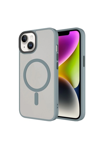 Apple Uyumlu  iPhone 14 Plus Kılıf Mat Arka Yüzey Wireless Şarj Özellikli Zore Flet M-safe Kapak