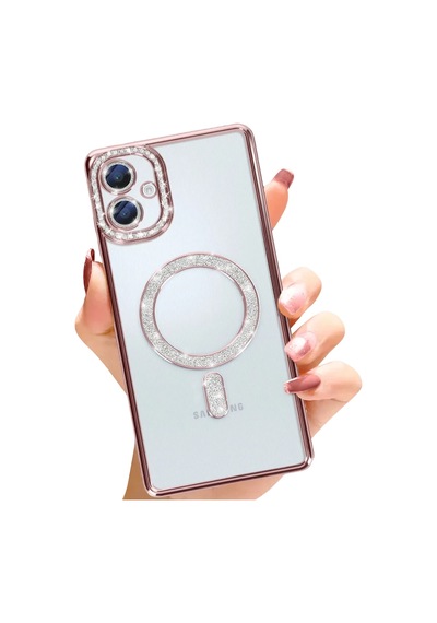 Samsung Galaxy A06 Uyumlu Joke Simli Magneticsafe Kılıf - Pembe