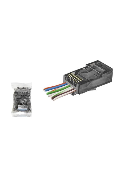 Cat6 Ez Rj45 Konnektör - 100 Adet Siyah / Ekonomik Poşet Paket Nd2410 Evimdeyokyok