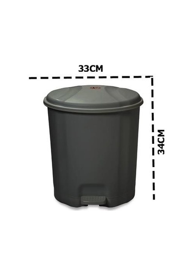 Motek Elit Pedallı Plastik Çöp Kovası İç Kovalı 12 Lt Antrasit Si