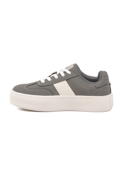 United Colors Of Benetton Gri Hafızalı Taban Keten Bağcıklı Kadın Sneaker Bnı-11241 Z