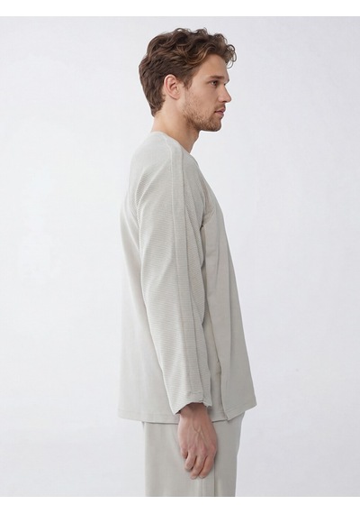 Lcw Limitless Bej Kolay Giyilebilir Yanlardan Cırt Bantlı Erkek Sweatshirt
