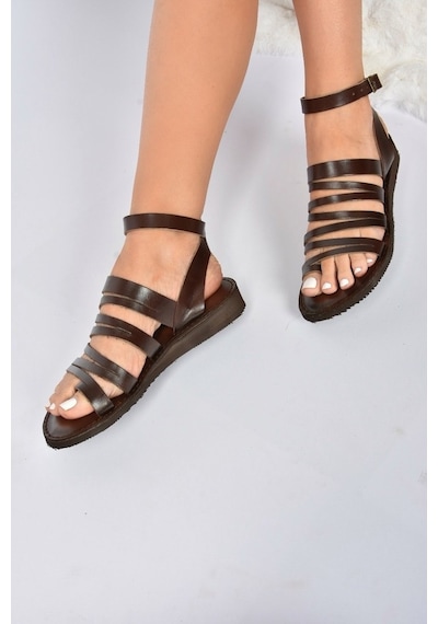 Fox Shoes Kahverengi Hakiki Deri Kadın Sandalet K374680403
