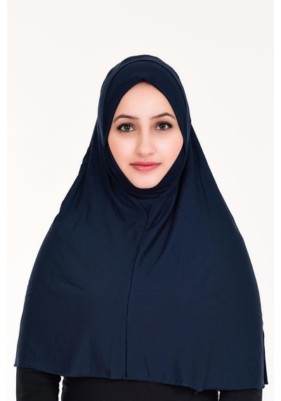 Peçeli Hazır Türban Pratik Şal Hijab Namaz Örtüsü Lacivert