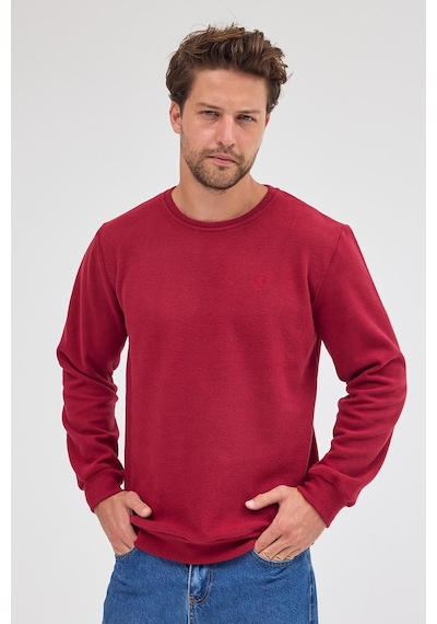 Mmetalic Erkek Bordo Standart Fit Normal Kesim Pamuklu Basic Bisiklet Yaka Sweatshirt Mtlce113-bordo Bordo