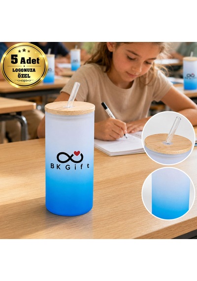 Logonuza Özel 5 Adet Pipetli Cam Matara 600 Ml Ahşap Kapaklı Kurumsal Suluk Tekno-bitmeyencom38017 Bk Kurumsal