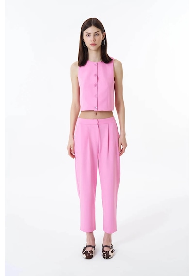 Quzu Beli Lastikli Pembe Kadın Pantolon 71154