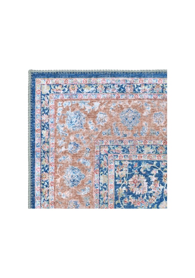Cool Halı Private Xw Yeşil Gri Eskitme Vintage Premium Yıkanabilir Kaymaz İnce Şönil Salon Halısı Mavi