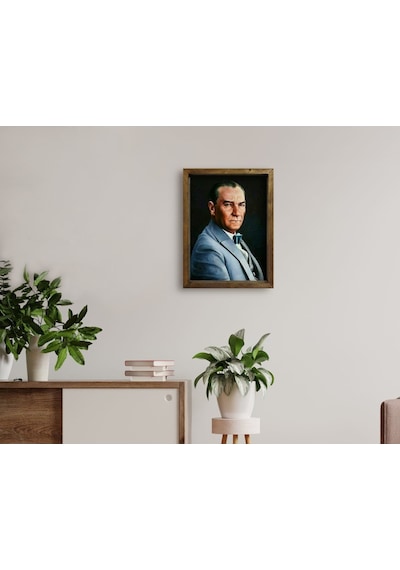 Bk Home Atatürk Tasarımlı Doğal Masif Ahşap Çerçeveli Tablo 45X65 (551057445)