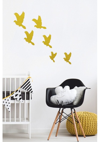 Kuşlar Duvar Sticker 6 Lı - Home Sticker - Duvar Sticker Altın
