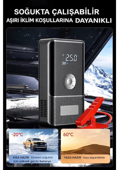 Syotech Dk002 10.000 Mah Taşınabilir Araç Akü Takviye Cihazı Ve Hava Kompresörlü