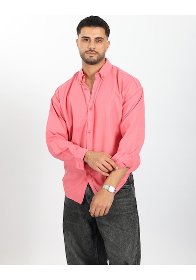 Mcz Giyim Pembe Renk Oversize Uzun Kollu Erkek Gömlek