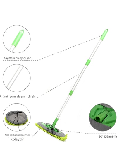 Qasul Mikrofiber Çok Fonksiyonlu Uzun Sopalı Mop
