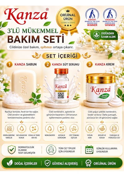 Arenist Kanza 3 Lü Bakım Seti Sabun Süt Serumu Ve Nemlendirici Krem