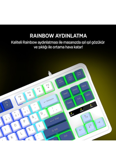 James Donkey Jdk87 Rainbow Mekanik Hisli Membran Türkçe Q Gaming 87 Tuş Klavye Siyah