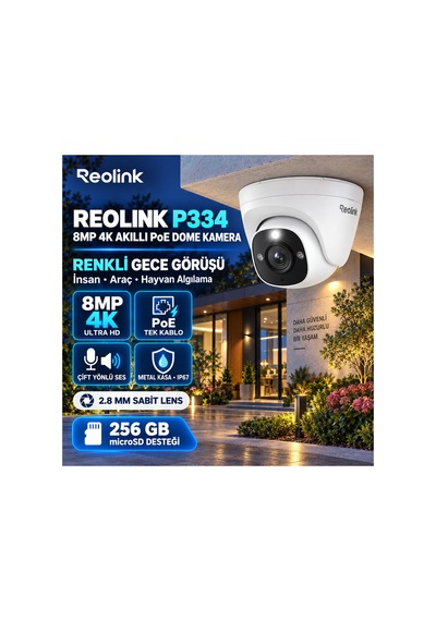 P334 8mp 4k Akıllı Poe Dome Güvenlik Kamerası