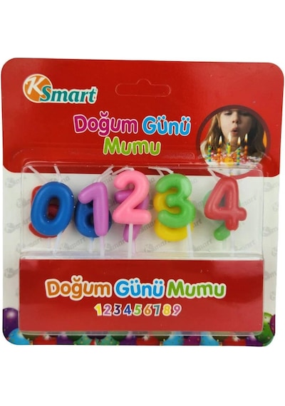 3b Trend Renkli Rakamlı Doğum Günü Pastası Mum Seti - 10 Adet Tüm Rakamlar Mum Yetişkin