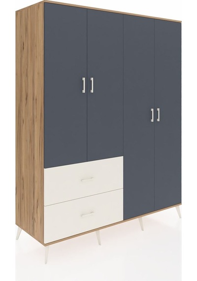 Kronos Gardrop 4 Raflı 2 Çekmeceli 2 Askılı 176x59x221 Çam-antrasit/aytaşı Beyaz Kronos Gardrop 4 Raflı 2 Çekmeceli 2 Askılı 176x59x221 Çam-antrasit/aytaşı Beyaz