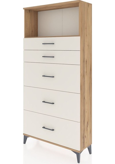 Arges Dolap Tek Raflı 5 Çekmeceli 88x30x182 Çam-aytaşı Atlas Çam