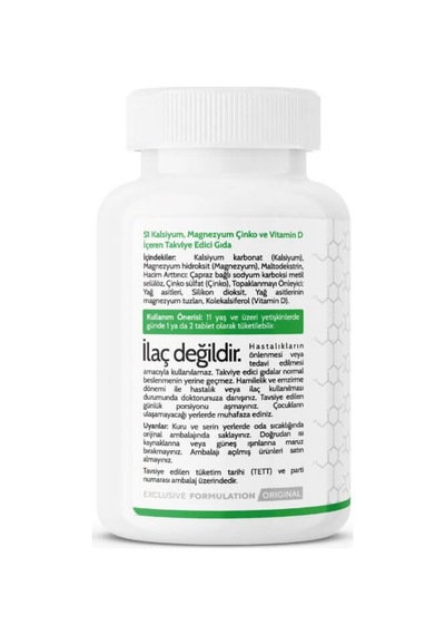 Biomet S1 Kalsiyum Magnezyum Çinko Vitamin D Takviye Edici Gıda 60 Tablet