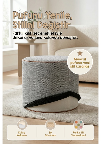 Çift Yönlü Çevir Puf Çift Taraflı Yıkanabilir Puf Bench Kılıfı Milana