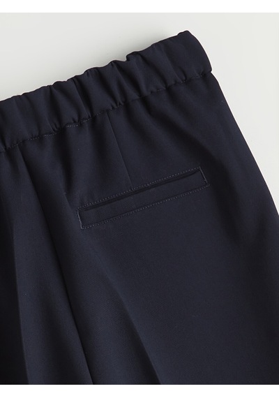 Lcwaıkıkı Classic Lacivert Beli Lastikli Kadın Pileli Pantolon